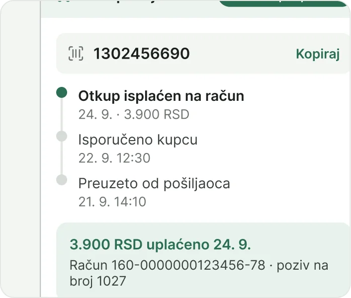 BEX plugin za WooCommerce - isporučeno, otkup isplaćen na račun