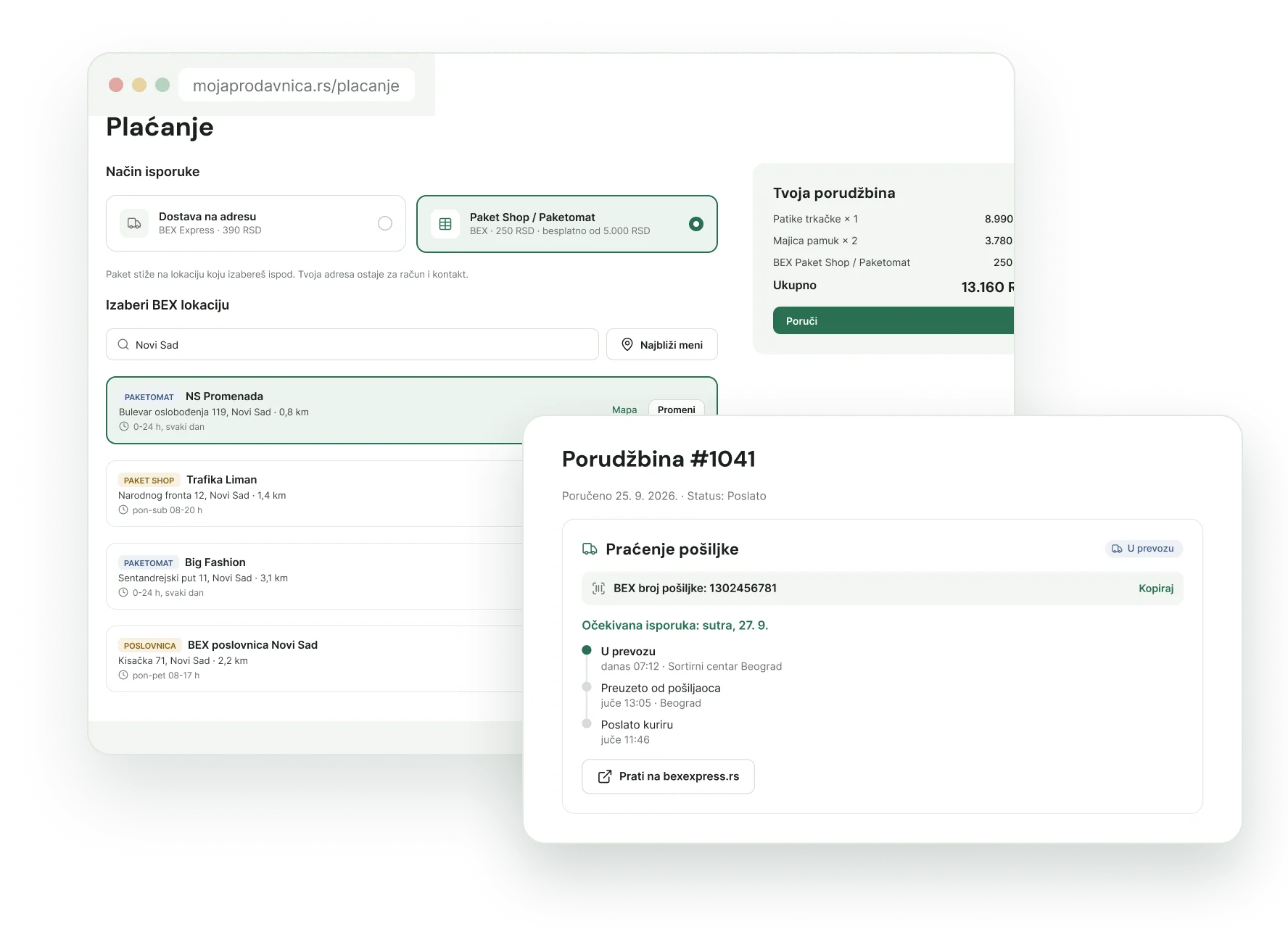 BEX plugin za WooCommerce - Paket Shop i paketomati na plaćanju, praćenje pošiljke za kupca