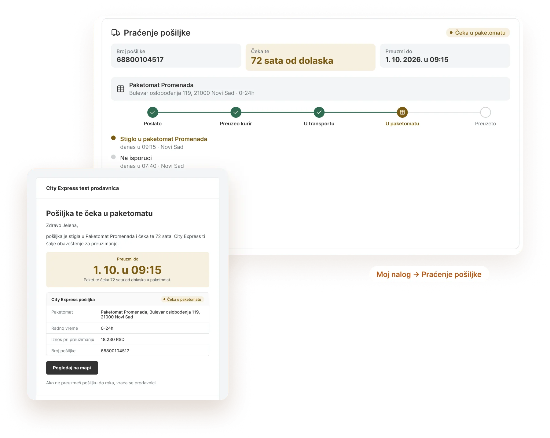 City Express plugin za WooCommerce - praćenje pošiljke u Moj nalog i e-poruka kupcu