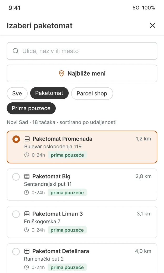 City Express plugin za WooCommerce - izbor paketomata na telefonu