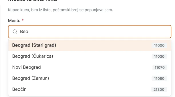 City Express plugin za WooCommerce - izbor mesta iz šifarnika na checkout-u